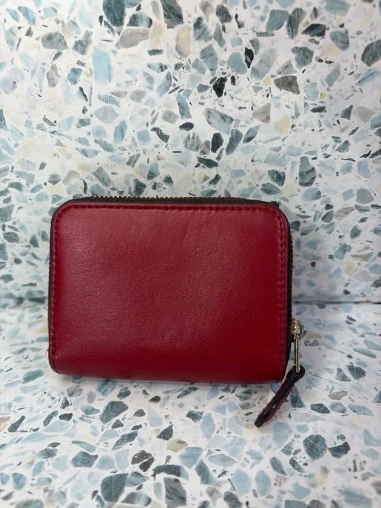 Coach Medium Corner Zip Wallet Signature Canvas Brown Black Red F54023 - Picture 5 of 7